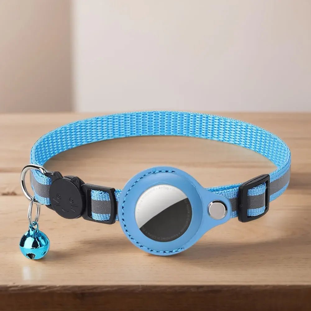 Reflective Cat Collar with Apple AirTag Holder Adjustable and Stylish Design for Kitten Safety - silverfoxgoods